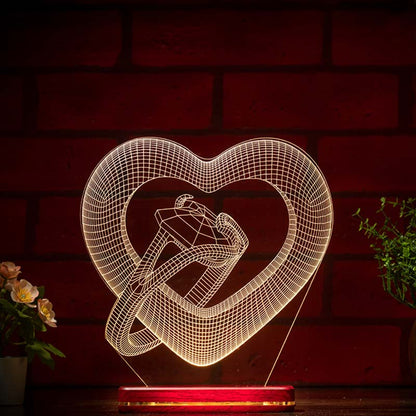 Heart With Ring  Lamp | With Rechargeable Battery