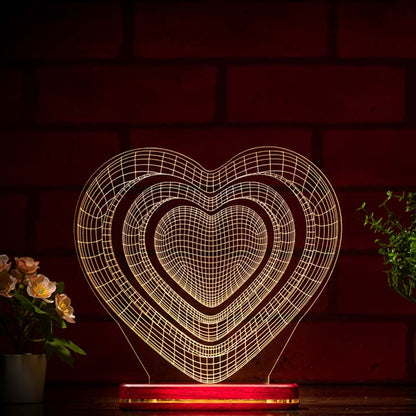Heart In Heart Lamp | With Rechargeable Battery