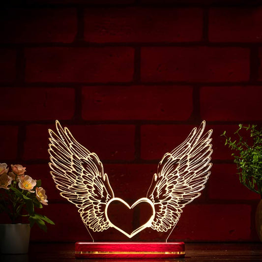 Heart With Wings  Lamp | With Rechargeable Battery