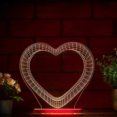 Hollow Heart Lamp | With Rechargeable Battery