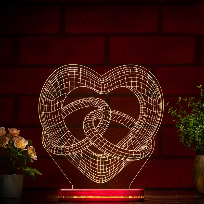 Heart With Two Rings Lamp | With Rechargeable Battery