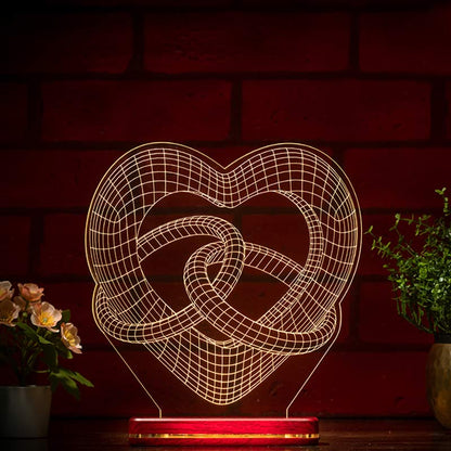 Heart With Two Rings Lamp | With Rechargeable Battery