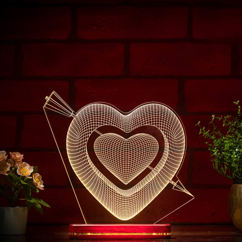 Heart With Arrow  Lamp | With Rechargeable Battery