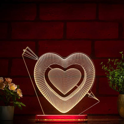 Heart With Arrow  Lamp | With Rechargeable Battery