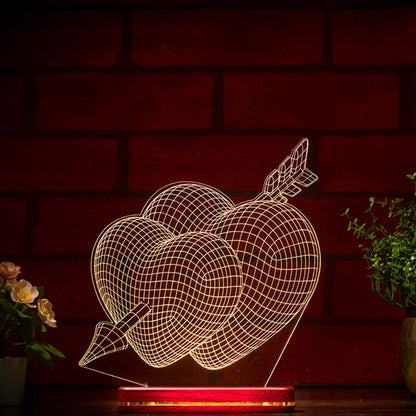 Heart On Heart With Arrow Lamp | With Rechargeable Battery