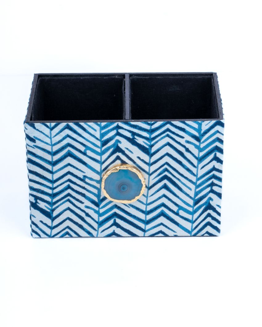 Blue Zebra Mdf Cutlery Holder | 4 x 4 x 6 inches