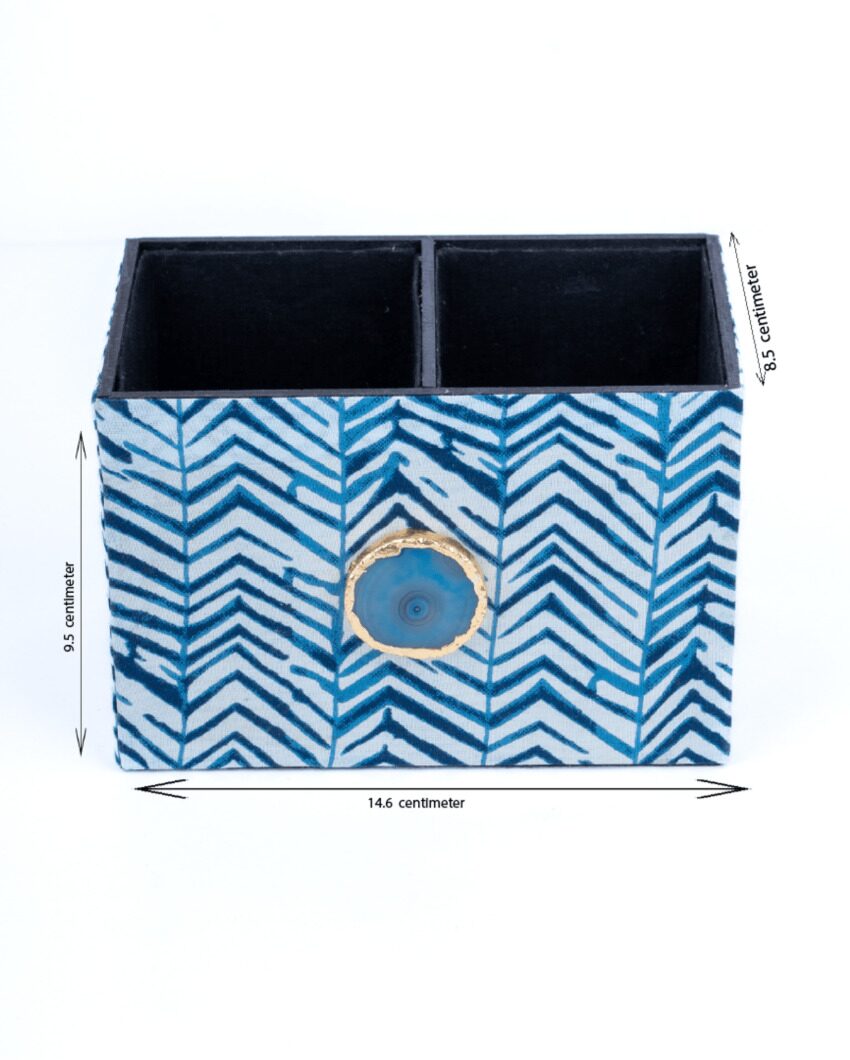 Blue Zebra Mdf Cutlery Holder | 4 x 4 x 6 inches