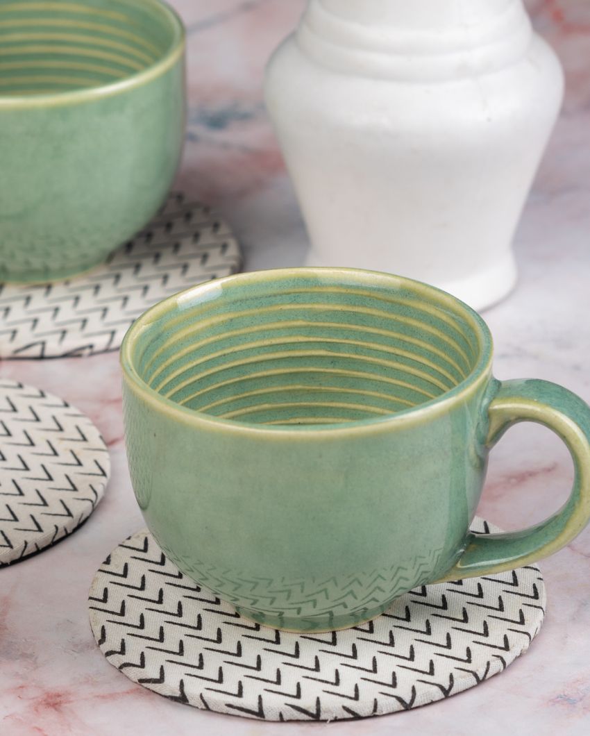 Cotton Fabric Round Mdf Coasters | Set Of 4 | 4 inches