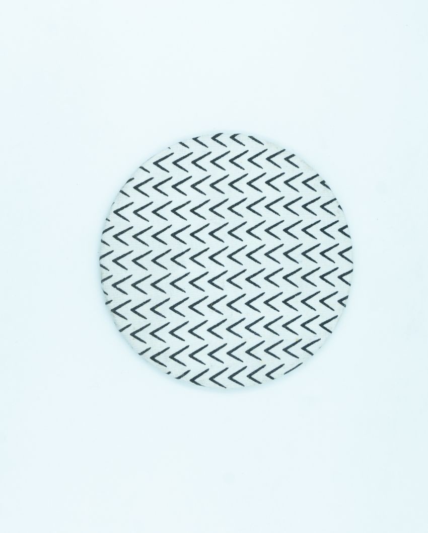Cotton Fabric Round Mdf Coasters | Set Of 4 | 4 inches