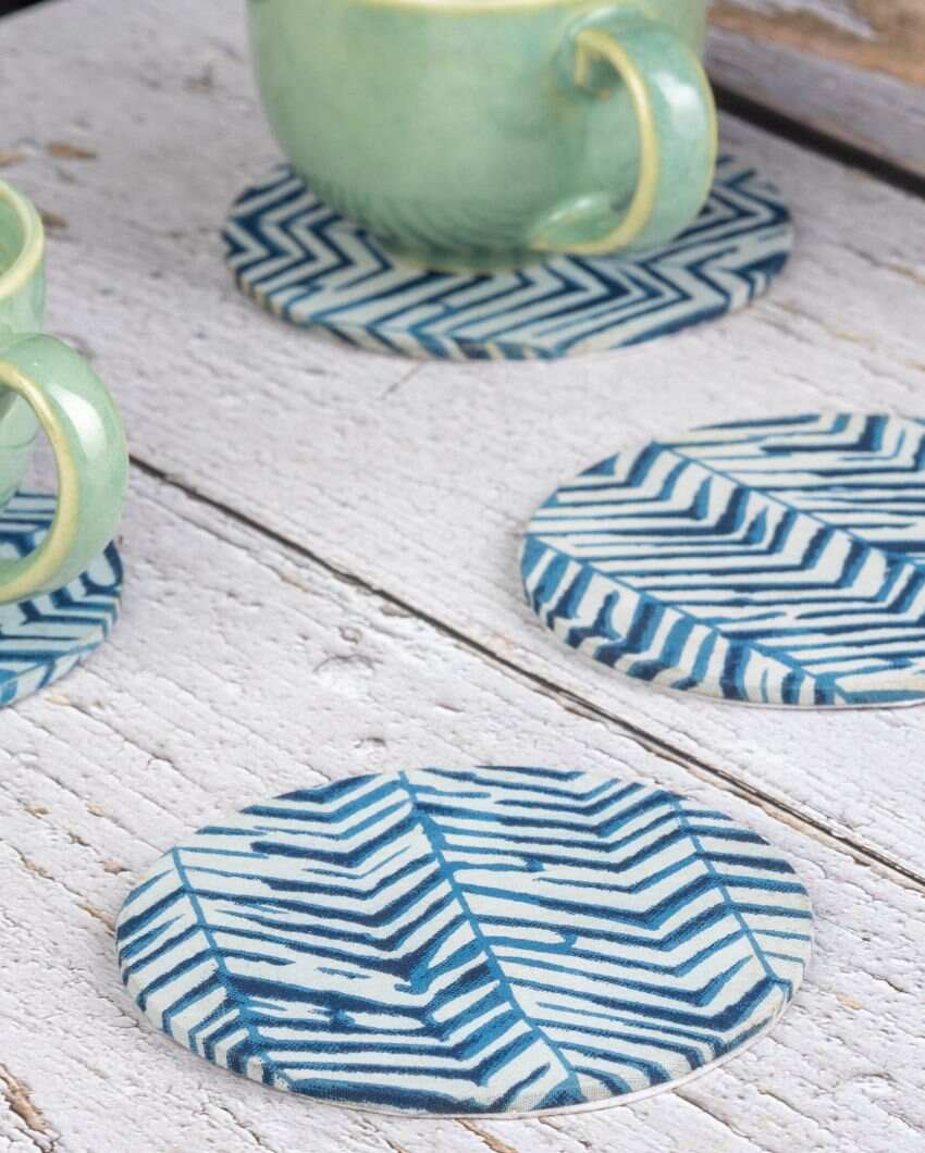 Blue Zebra Round Mdf Coasters | Set Of 4 | 4 inches