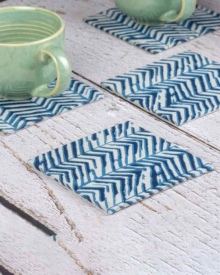 Blue Zebra Square Coasters | Set Of 4 | 4 x 4 inches