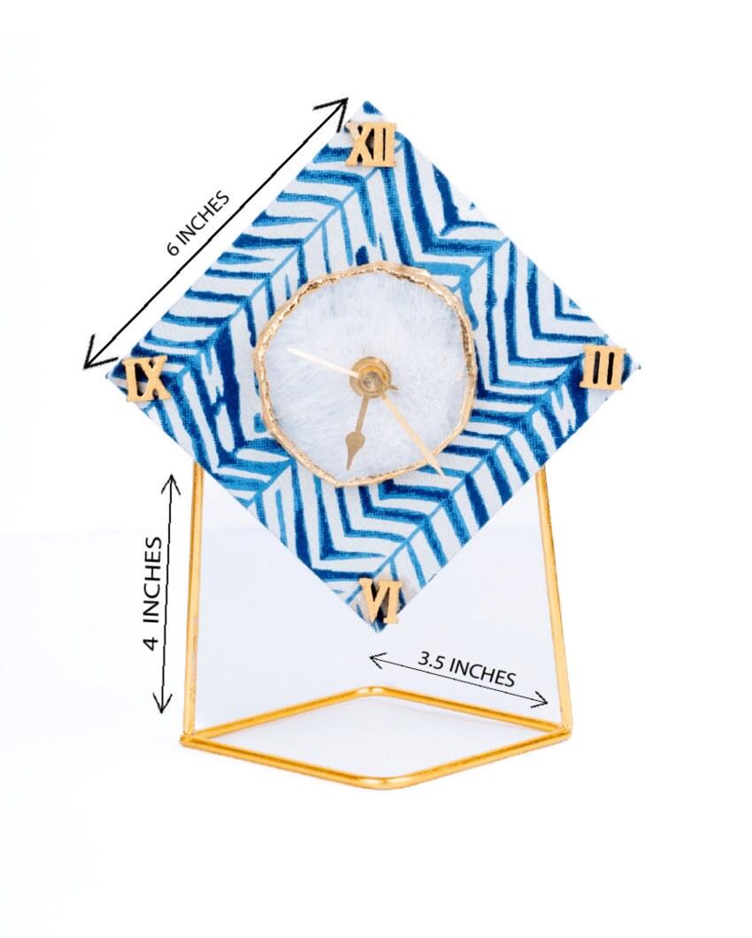 Blue Zebra Diamond Desktop Clock | 4 x 4 x 6 inches