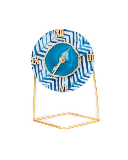 Blue Zebra Round Desktop Clock | 4 x 4 x 6 inches