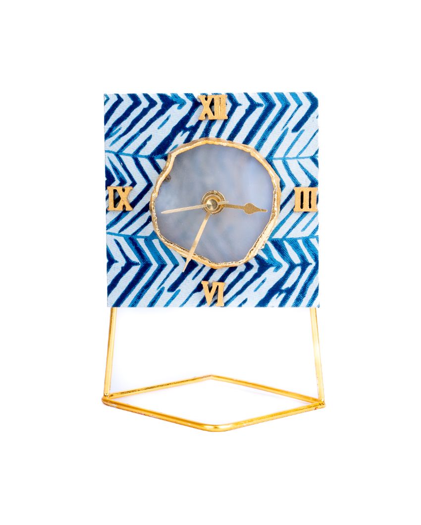 Blue Zebra Square Desktop Clock | 4 x 4 x 6 inches