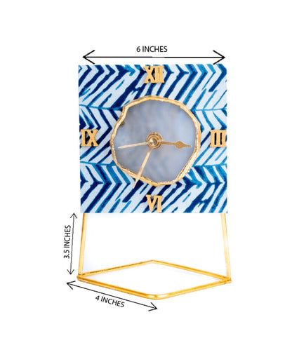 Blue Zebra Square Desktop Clock | 4 x 4 x 6 inches