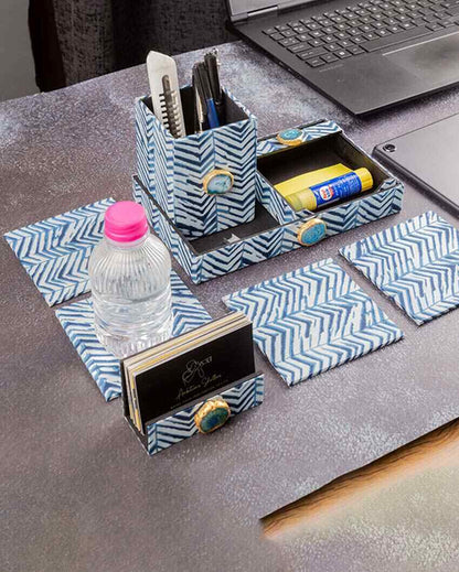 Blue Zebra Office Desk Organizer Set | 8 Pieces