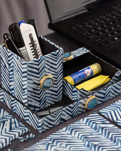 Blue Zebra Office Desk Organizer Set | 8 Pieces