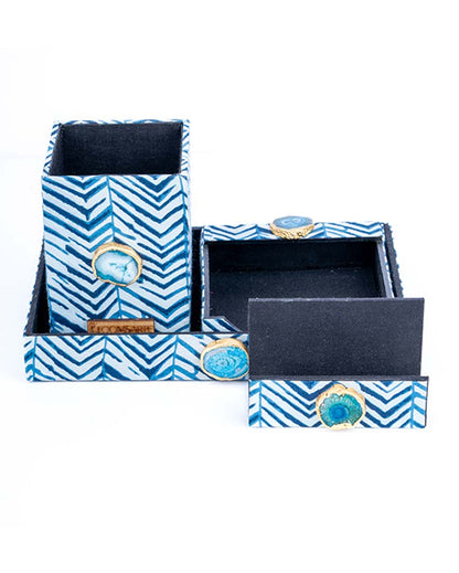 Blue Zebra Office Desk Organizer Set | 8 Pieces