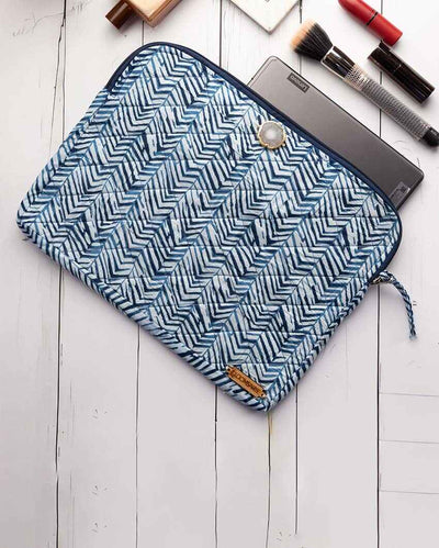 Blue Zebra Cotton Ipad Sleeve | 12 x 9 inches