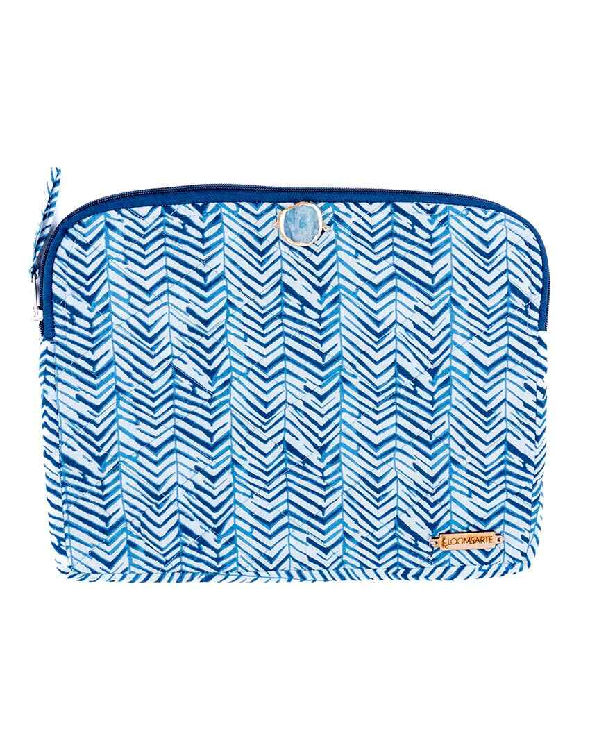 Blue Zebra Cotton Ipad Sleeve | 12 x 9 inches