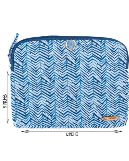 Blue Zebra Cotton Ipad Sleeve | 12 x 9 inches