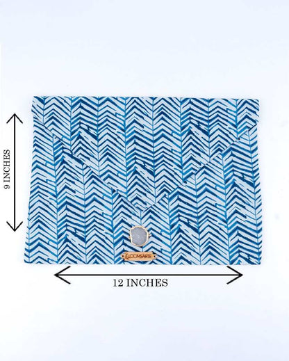 Blue Zebra Cotton Ipad Envelope Sleeve | 12 x 9 inches