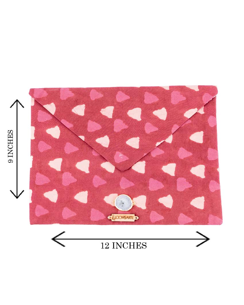 Red Bagru Cotton Ipad Envelope Sleeve | 12 x 9 inches