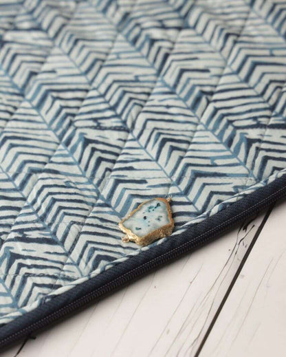 Blue Zebra Cotton Laptop Sleeve | 14 x 11 inches