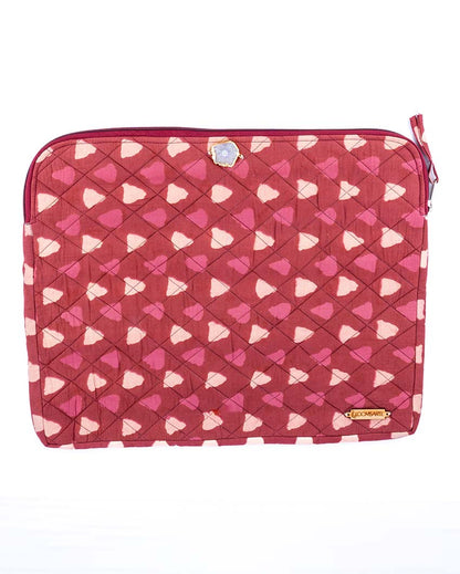 Red Bagru Cotton Laptop Sleeve | 14 x 11 inches