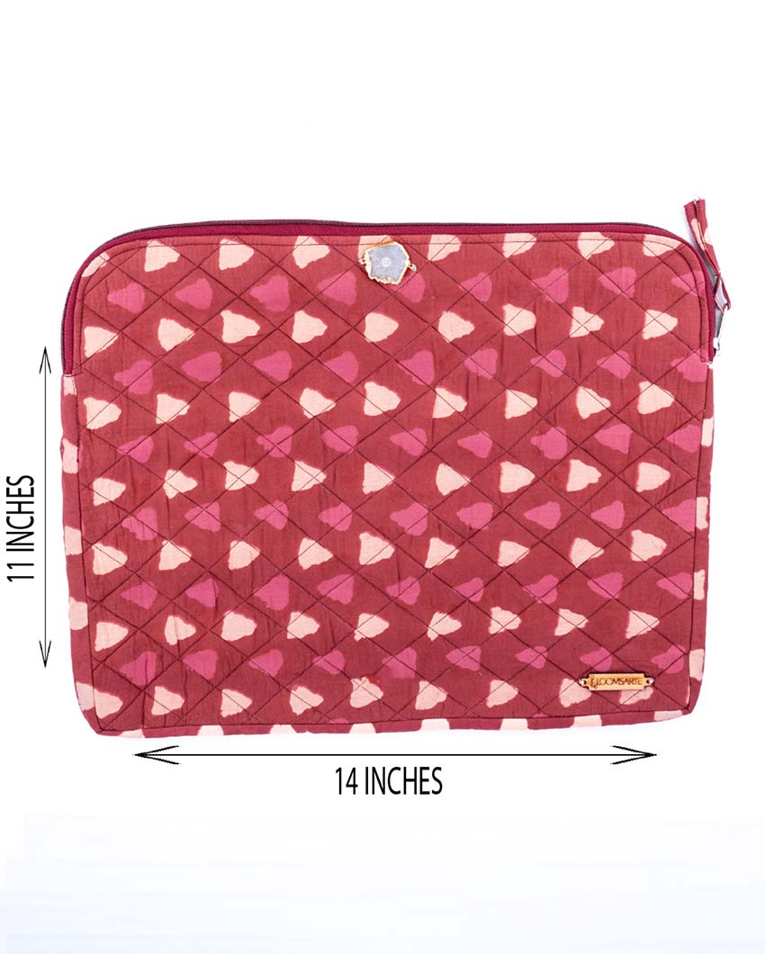 Red Bagru Cotton Laptop Sleeve | 14 x 11 inches