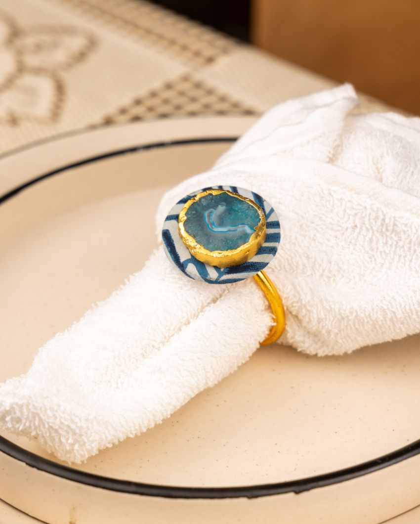 Blue Metal Napkin Rings | Set Of 6 | 2 x 2 x 2 inches