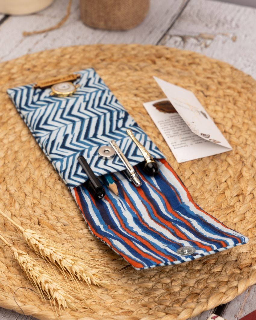 Blue Zebra Multiutility Cotton Pouch | 8 x 4 inches