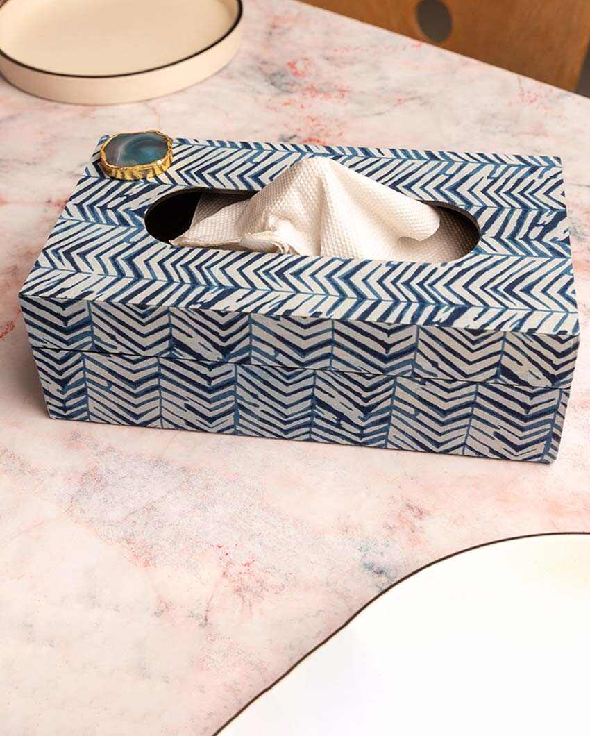 Blue Zebra Mdf Tissue Box | 10 x 6 x 4 inches