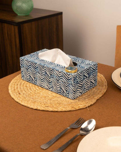 Blue Zebra Mdf Tissue Box | 10 x 6 x 4 inches