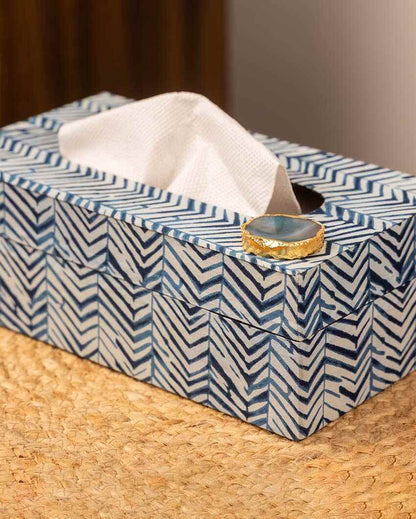 Blue Zebra Mdf Tissue Box | 10 x 6 x 4 inches