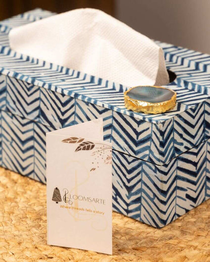 Blue Zebra Mdf Tissue Box | 10 x 6 x 4 inches