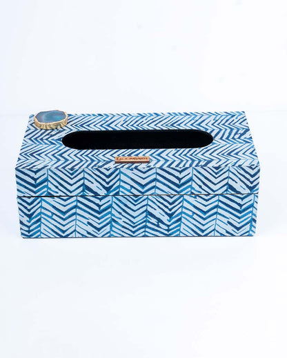 Blue Zebra Mdf Tissue Box | 10 x 6 x 4 inches