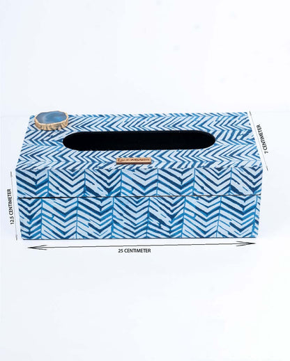 Blue Zebra Mdf Tissue Box | 10 x 6 x 4 inches