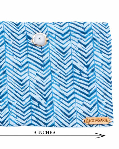 Blue Zebra Cotton Travel Pouch | 9 x 7 inches