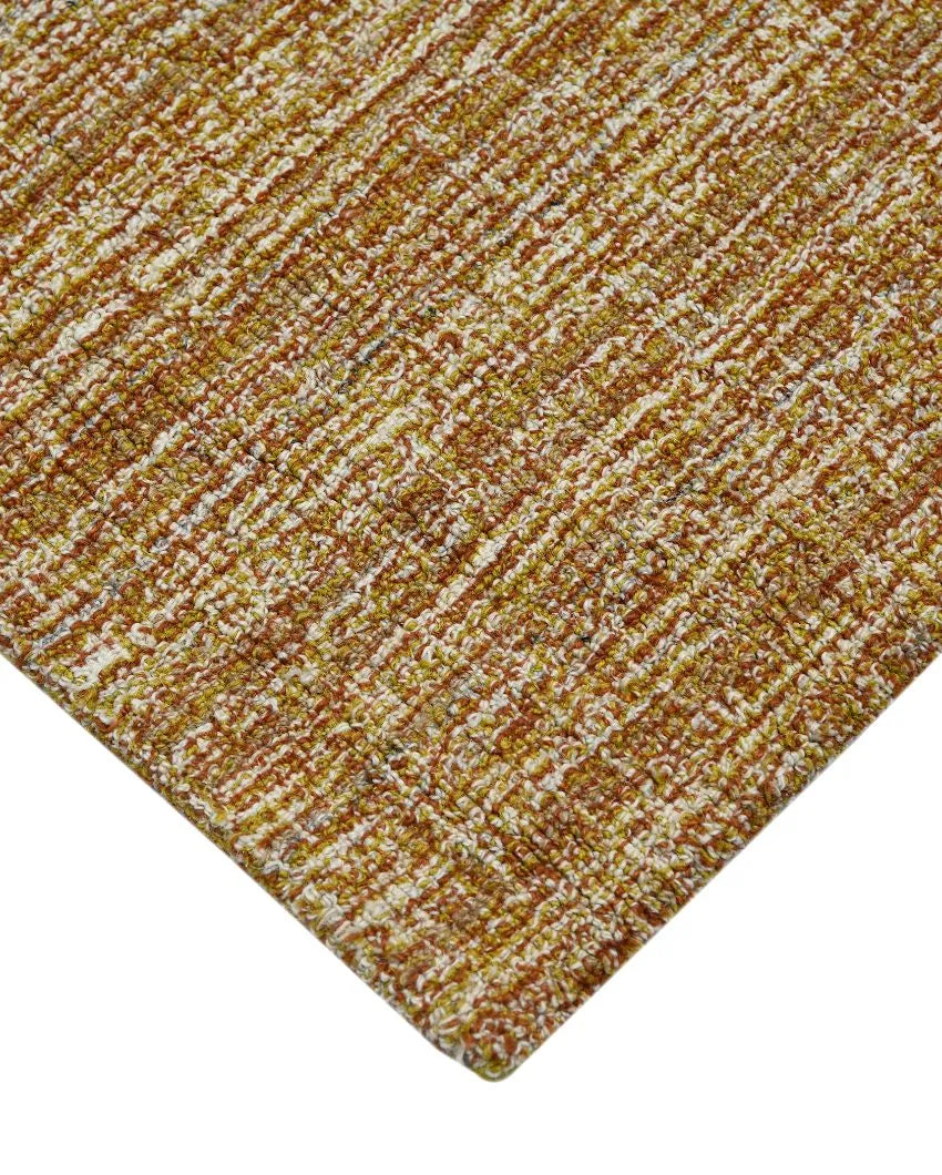 Rust Wool Plaid Pattern Hand-Tufted Rug Carpet