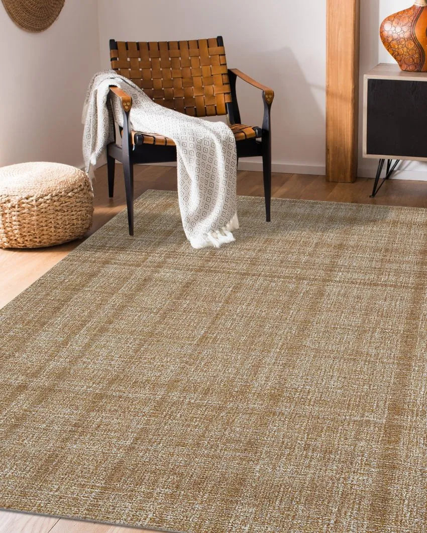 Rust Wool Plaid Pattern Hand-Tufted Rug Carpet