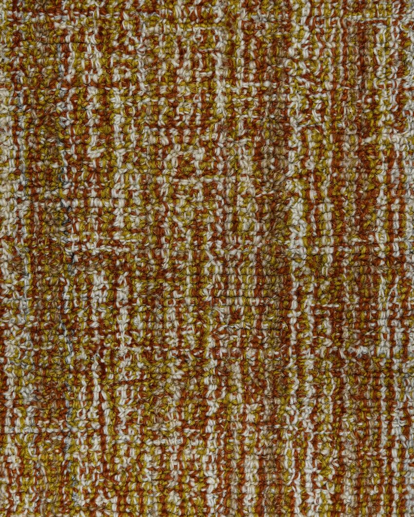 Rust Wool Plaid Pattern Hand-Tufted Rug Carpet