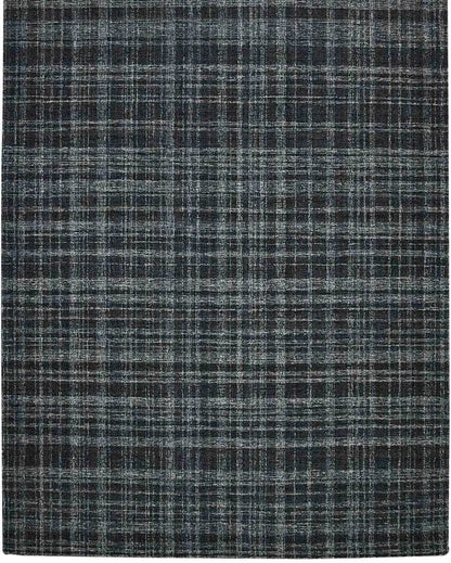 Charcoal Wool Plaid Pattern Hand-Tufted Rug Carpet