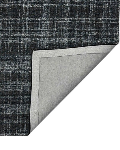 Charcoal Wool Plaid Pattern Hand-Tufted Rug Carpet