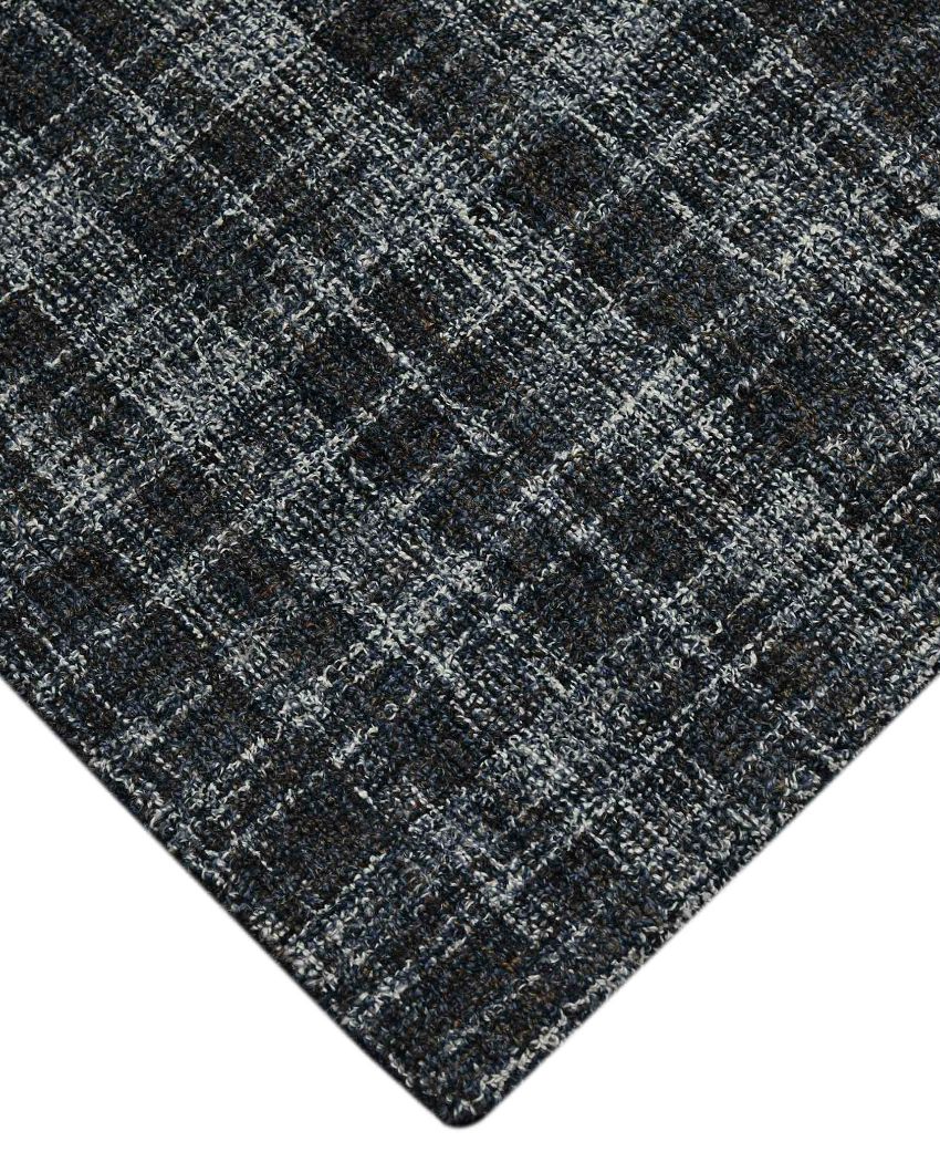 Charcoal Wool Plaid Pattern Hand-Tufted Rug Carpet