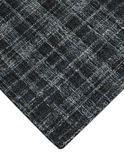 Charcoal Wool Plaid Pattern Hand-Tufted Rug Carpet