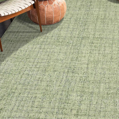 Apple Green Wool Plaid Hand-Tufted Rug Carpet