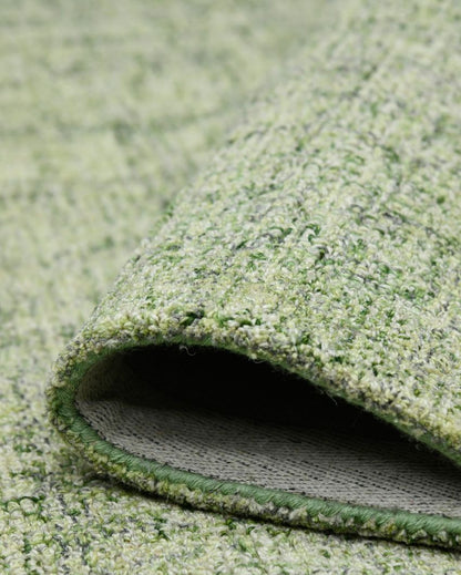 Apple Green Wool Plaid Hand-Tufted Rug Carpet