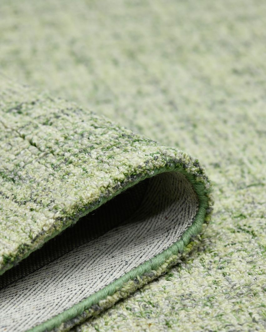 Apple Green Wool Plaid Hand-Tufted Rug Carpet