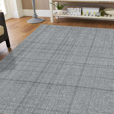 Grey Plaid Pattern Hand Tufted Carpet